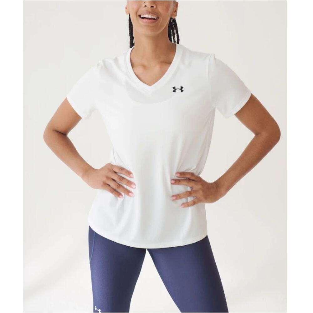 Under Armour Women's White Tech V Neck Short Sleeve T-Shirt Size XL